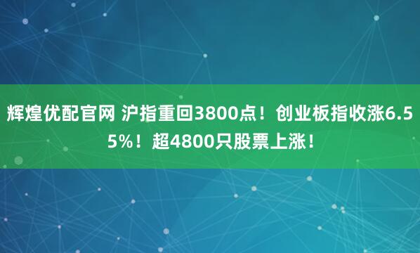 辉煌优配官网 沪指重回3800点!创业板指收涨6.55%!超4800只股票上涨!
